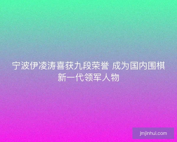 宁波伊凌涛喜获九段荣誉 成为国内围棋新一代领军人物 宁波伊凌涛喜获九段荣誉 成为国内围棋新一代领军人物